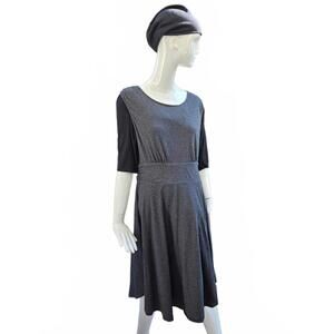 Prana Classic Fit and Flair Charcoal Midi Dress Cotton Blend, All Seasons  XL